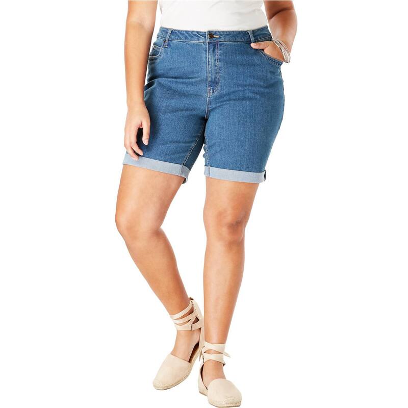 【送料無料】 ロアマンズ レディース ハーフパンツ・ショーツ ボトムス Roaman's Invisible Stretch Contour Cuffed Short Medium Wash
