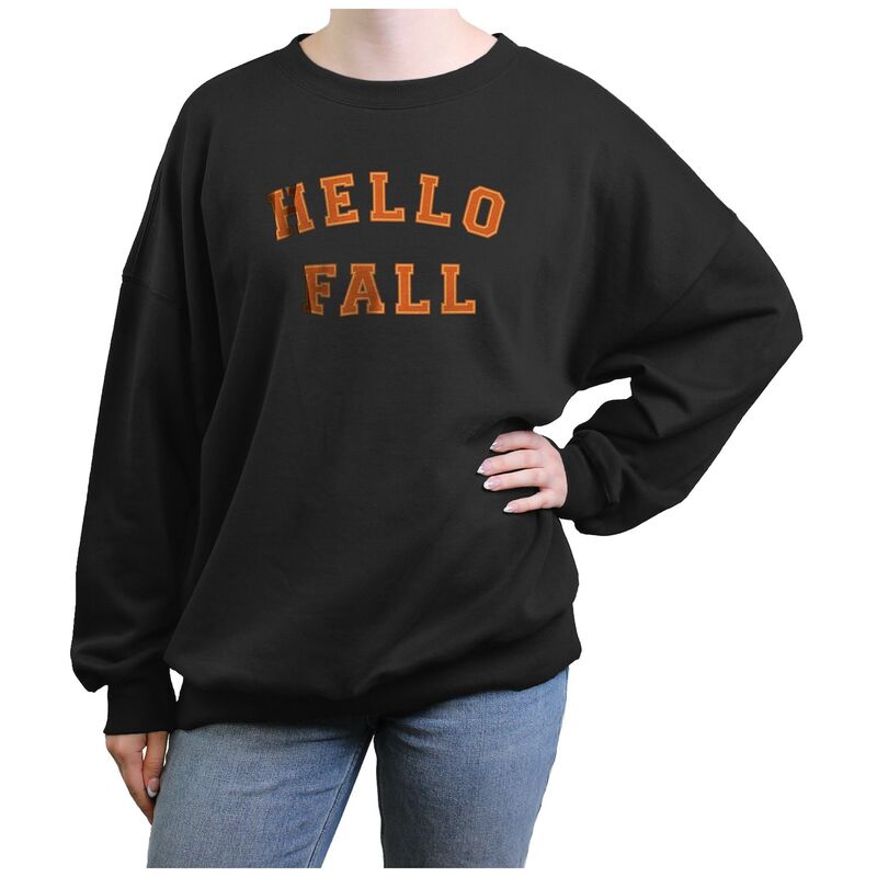 【送料無料】 アンブランデッド レディース Tシャツ トップス Juniors' Hello Fall Oversized Graphic Pullover Black