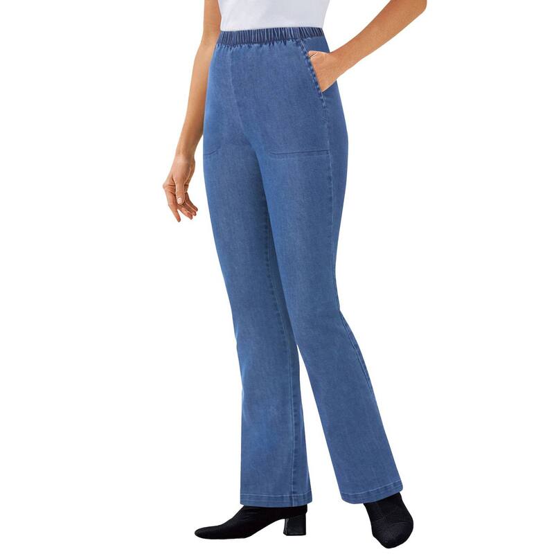 【送料無料】 ウーマン ウィズイン レディース デニムパンツ ボトムス Woman Within Women's Plus Size Petite Bootcut Fineline Jean Medium Stonewash