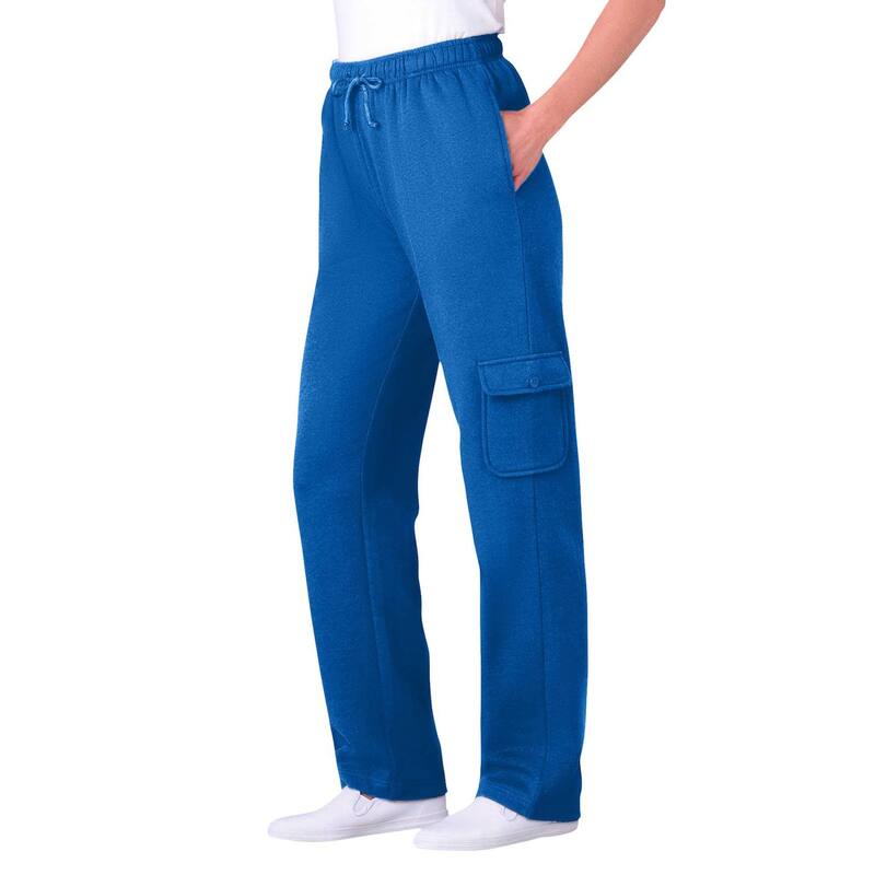 ウーマン ウィズイン レディース ボトムス カジュアルパンツ プラスサイズ プチ フリース Woman Within Women's Plusize Petite Better Fleece Cargo Sweatpant Bright Cobalt コバルト