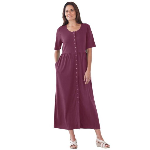 【送料無料】 ウーマン ウィズイン レディース ワンピース トップス Woman Within Women's Plus Size Petite Button-front Essential Dress Deep Claret 【送料無料】 ウーマン ウィズイン レディース ワンピース トップス Woman Within Women's Plus Size Petite Button-front Essential Dress Deep Claret