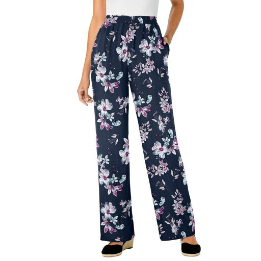 【送料無料】 ウーマン ウィズイン レディース カジュアルパンツ ボトムス Woman Within Women's Plus Size Tall Pull-on Elastic Waist Soft Pants Navy Blossom 【送料無料】 ウーマン ウィズイン レディース カジュアルパンツ ボトムス Woman Within Women's Plus Size Tall Pull-on Elastic Waist Soft Pants Navy Blossom