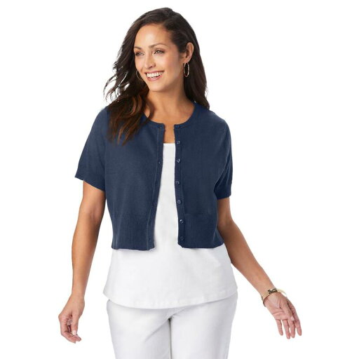 【送料無料】 ジェシカロンドン レディース ニット・セーター アウター Jessica London Women's Plus Size Jewel-neck Shrug Navy 【送料無料】 ジェシカロンドン レディース ニット・セーター アウター Jessica London Women's Plus Size Jewel-neck Shrug Navy