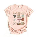 【送料無料】 Simply Sage Market レディース Tシャツ トップス Wanderlust Travel Collage Short Sleeve Graphic Tee Blush