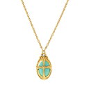 【送料無料】 1928 レディース ネックレス・チョーカー・ペンダントトップ アクセサリー 1928 Symbols of Faith Gold Tone Simulated Turquoise Oval Cross Necklace Aqua