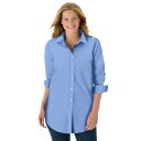 【送料無料】 ウーマン ウィズイン レディース シャツ トップス Woman Within Women's Plus Size Perfect Long Sleeve Shirt French Blue
