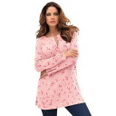 【送料無料】 ロアマンズ レディース Tシャツ トップス Roaman's Women's Plus Size Thermal Henley Tunic Soft Blush Pretty(4)
