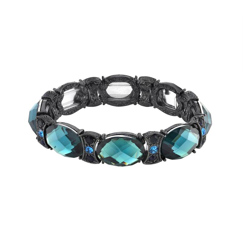 【送料無料】 1928 レディース ブレスレット・バングル・アンクレット アクセサリー 1928 Black-Tone Blue Stretch Bracelet Blue