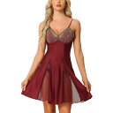 【送料無料】 cheibear レディース ナイトウェア アンダーウェア Women's Lingerie Babydoll Satin Mesh Inset ...