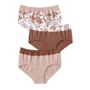 【送料無料】 コンフォート チョイス レディース パンツ アンダーウェア Comfort Choice Women's Plus Size Cotton 3-pack Color Block Full-cut Brief Mocha Assorted(4)