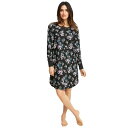 【送料無料】 Ellos レディース ナイトウェア アンダーウェア Ellos Women's Plus Size Long Sleeve Henley Sleepshirt Black Multi Floral(4)