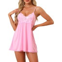 【送料無料】 cheibear レディース ナイトウェア アンダーウェア Womens Nightgown V-neck Sleepwear Lace Slee...