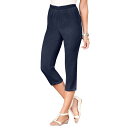 【送料無料】 ロアマンズ レディース カジュアルパンツ ボトムス Roaman's Women's Plus Size Petite Comfort Stretch Capri Jean Indigo Wash