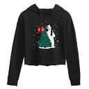 【送料無料】 ライセンス キャラクター レディース Tシャツ トップス Juniors' Coca-Cola Christmas Tree Cropped Hoodie Black
