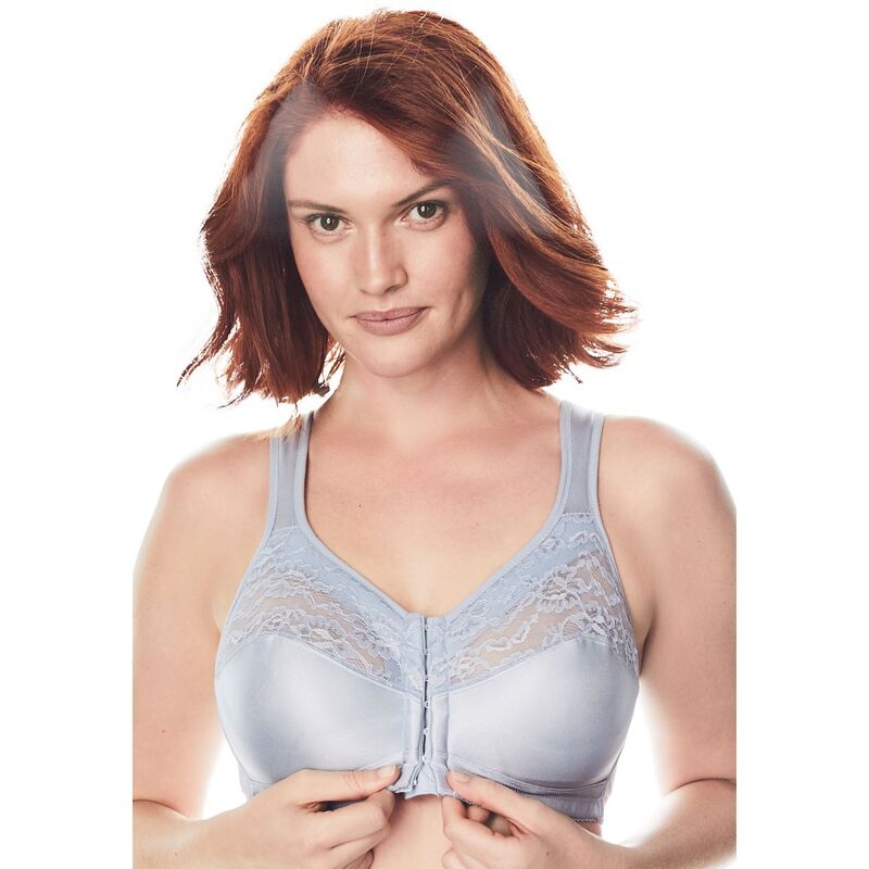 【送料無料】 コンフォート チョイス レディース ブラジャー アンダーウェア Comfort Choice Women's Plus Size Easy Enhancer Front-close Wireless Bra Pearl Grey
