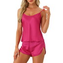 【送料無料】 cheibear レディース ナイトウェア アンダーウェア Womens Silky Satin Pajamas Sets Cami Shorts...