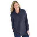 【送料無料】 ウーマン ウィズイン レディース Tシャツ トップス Woman Within Women's Plus Size Long-sleeve Polo Shirt Navy(4)