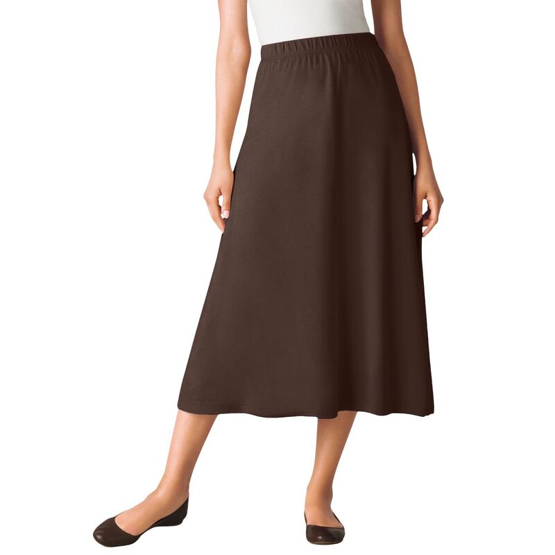ウーマン ウィズイン レディース ボトムスカート A ライン プラスサイズ ニット Woman Within Women's Plusize 7-day Knit A-line Skirt Chocolate チョコレート