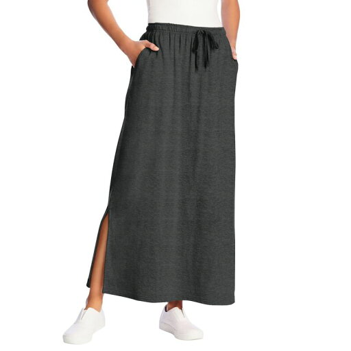 【送料無料】 ウーマン ウィズイン レディース スカート ボトムス Woman Within Women's Plus Size Petite Sport Knit Side-slit Skirt Heather Charcoal 【送料無料】 ウーマン ウィズイン レディース スカート ボトムス Woman Within Women's Plus Size Petite Sport Knit Side-slit Skirt Heather Charcoal