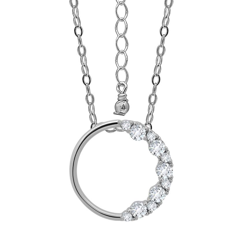 【送料無料】 Aleure Precioso レディース ネックレス・チョーカー・ペンダントトップ アクセサリー Aleure Precioso Sterling Silver Cubic Zirconia Open Circle Pendant Necklace Sterling Silver