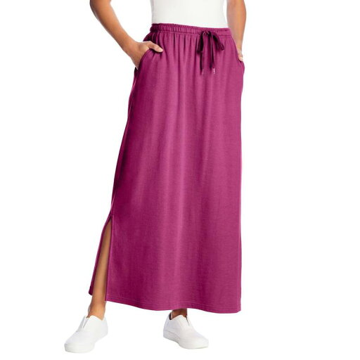 【送料無料】 ウーマン ウィズイン レディース スカート ボトムス Woman Within Women's Plus Size Petite Sport Knit Side-slit Skirt Raspberry 【送料無料】 ウーマン ウィズイン レディース スカート ボトムス Woman Within Women's Plus Size Petite Sport Knit Side-slit Skirt Raspberry