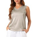 【送料無料】 cheibear レディース ナイトウェア アンダーウェア Womens Silk Satin Tank Tops V Neck Casual Sleeveless Blouses Summer Top Silver Gray