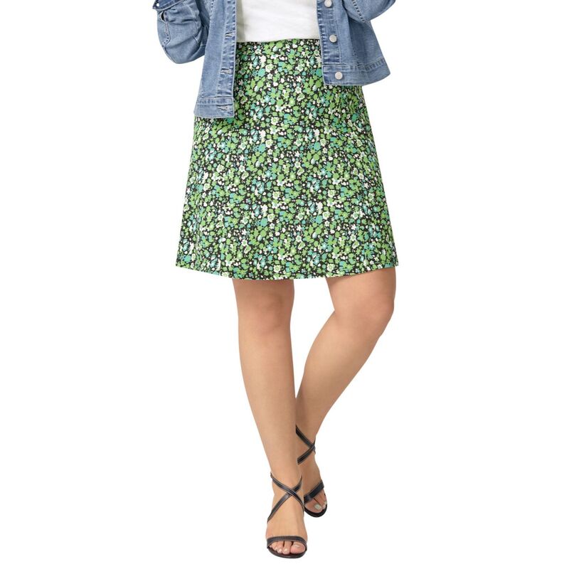 【送料無料】 Ellos レディース スカート ボトムス Ellos Women's Plus Size Print A-line Skirt Black Green Ditsy