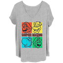 【送料無料】 ライセンス キャラクター レディース Tシャツ トップス Juniors' Plus Size Super Mario Bros Major Players Graphic Tee Heather Gray