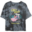 【送料無料】 ディズニー レディース Tシャツ トップス Disney's Lilo & Stitch Aloha From Hawaii Crop Top Bombard Wash Graphic Tee Black Charcoal(4)