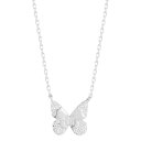 【送料無料】 Sunkissed Sterling レディース ネックレス・チョーカー・ペンダントトップ アクセサリー Sunkissed Sterling Cubic Zirconia Butterfly Necklace Silver Tone(4)