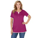 【送料無料】 ウーマン ウィズイン レディース Tシャツ トップス Woman Within Women's Plus Size Layered-look Tee Raspberry(4)