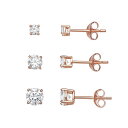 【送料無料】 プリムローズ レディース ピアス・イヤリング アクセサリー PRIMROSE Sterling Silver Cubic Zirconia Graduated Stud Earring Trio Set Rose Tone Clear(4)