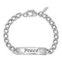 【送料無料】 1928 レディース ブレスレット・バングル・アンクレット アクセサリー 1928 Silver Tone Embossed Peace Curb Link Bracelet Gray