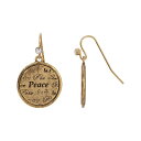 【送料無料】 1928 レディース ピアス・イヤリング アクセサリー 1928 Gold Tone Multi-Language Peace Round Medallion Earrings Yellow