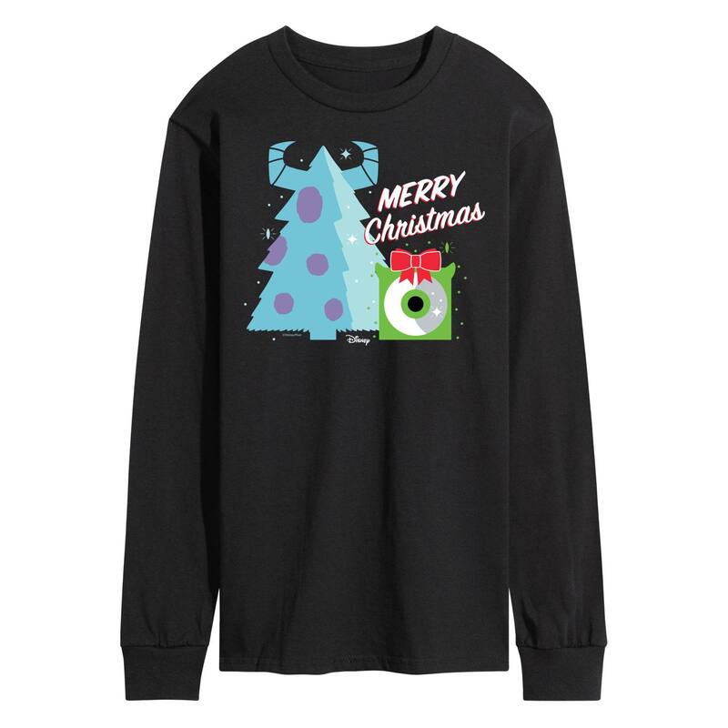 【送料無料】 ディズニー ピクサー メンズ Tシャツ トップス Disney / Pixar's Monsters Inc. Men's Merry Christmas Long Sleeve Graphic Tee Black