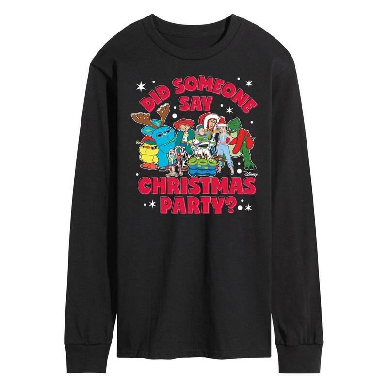 【送料無料】 ディズニー ピクサー メンズ Tシャツ トップス Disney / Pixar's Toy Story 4 Men's Christmas Party Long Sleeve Graphic Tee Black