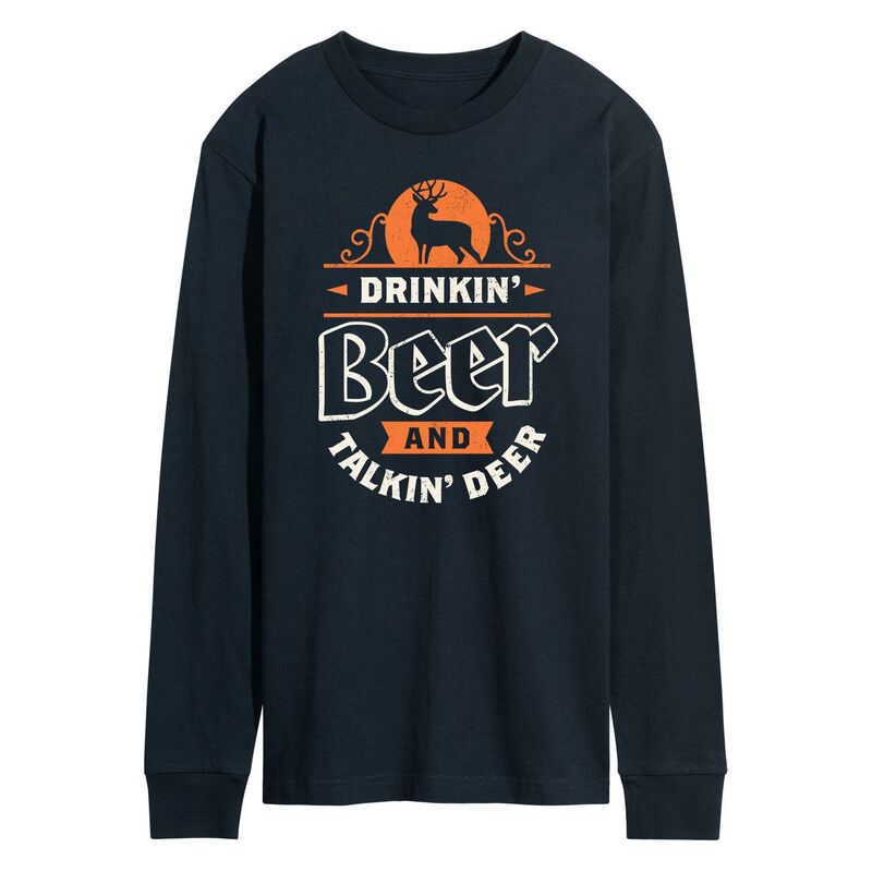 【送料無料】 ライセンス キャラクター メンズ Tシャツ トップス Men's Drinkin Beer and Talkin Deer Long Sleeve Navy