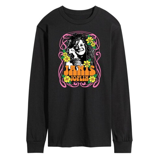 【送料無料】 ライセンス キャラクター メンズ Tシャツ トップス Men's Janis Joplin Flowers Long Sleeve Tee Black 【送料無料】 ライセンス キャラクター メンズ Tシャツ トップス Men's Janis Joplin Flowers Long Sleeve Tee Black