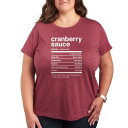 【送料無料】 ライセンス キャラクター レディース Tシャツ トップス Plus Size Thanksgiving Cranberry Sauce Nutritional Facts Graphic Tee Red