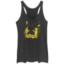 【送料無料】 ライセンス キャラクター レディース Tシャツ トップス Juniors' Pokemon Pikachu Graffiti Running Tri-Blend Racerback Tank Top Black Heather