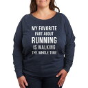 【送料無料】 ライセンス キャラクター レディース Tシャツ トップス Plus Favorite Part About Running Slouchy Graphic Sweatshirt Heather Indigo|詳細画像