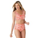 【送料無料】 コンフォート チョイス レディース ブラジャー アンダーウェア Comfort Choice Women's Plus Size Cotton Back-close Wireless Bra Sweet Coral Palms(4)