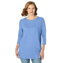 【送料無料】 ウーマン ウィズイン レディース Tシャツ トップス Woman Within Perfect Three-quarter Sleeve Crewneck Tee French Blue