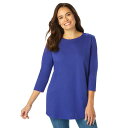 【送料無料】 ウーマン ウィズイン レディース Tシャツ トップス Woman Within Perfect Three-quarter Sleeve Crewneck Tee Ultra Blue