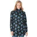 【送料無料】 ウーマン ウィズイン レディース Tシャツ トップス Woman Within Women's Plus Size Perfect Printed Long-sleeve Turtleneck Tee Blue Rose Ditsy