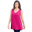 【送料無料】 ロアマンズ レディース Tシャツ トップス Roaman's Women's Plus Size Swing Ultimate Tank Vivid Pink(4)