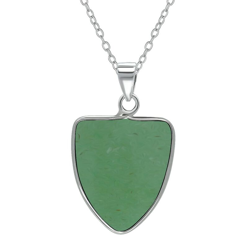 【送料無料】 Aleure Precioso レディース ネックレス・チョーカー・ペンダントトップ アクセサリー Aleure Precioso Sterling Silver Triangle Shaped Gemstone Drop Pendant Necklace Green