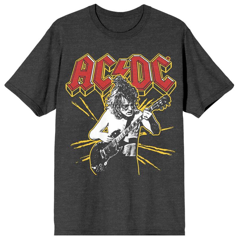 【送料無料】 ライセンス キャラクター レディース Tシャツ トップス Junior's AC/DC Yellow Spark Graphic Tee Gray