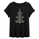 【送料無料】 ライセンス キャラクター レディース Tシャツ トップス Juniors' Jewel Christmas Tree Flowy Tee Black