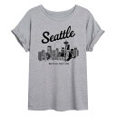 【送料無料】 ライセンス キャラクター レディース Tシャツ トップス Juniors' Seattle Washington Flowy Tee Heather Gray(4)